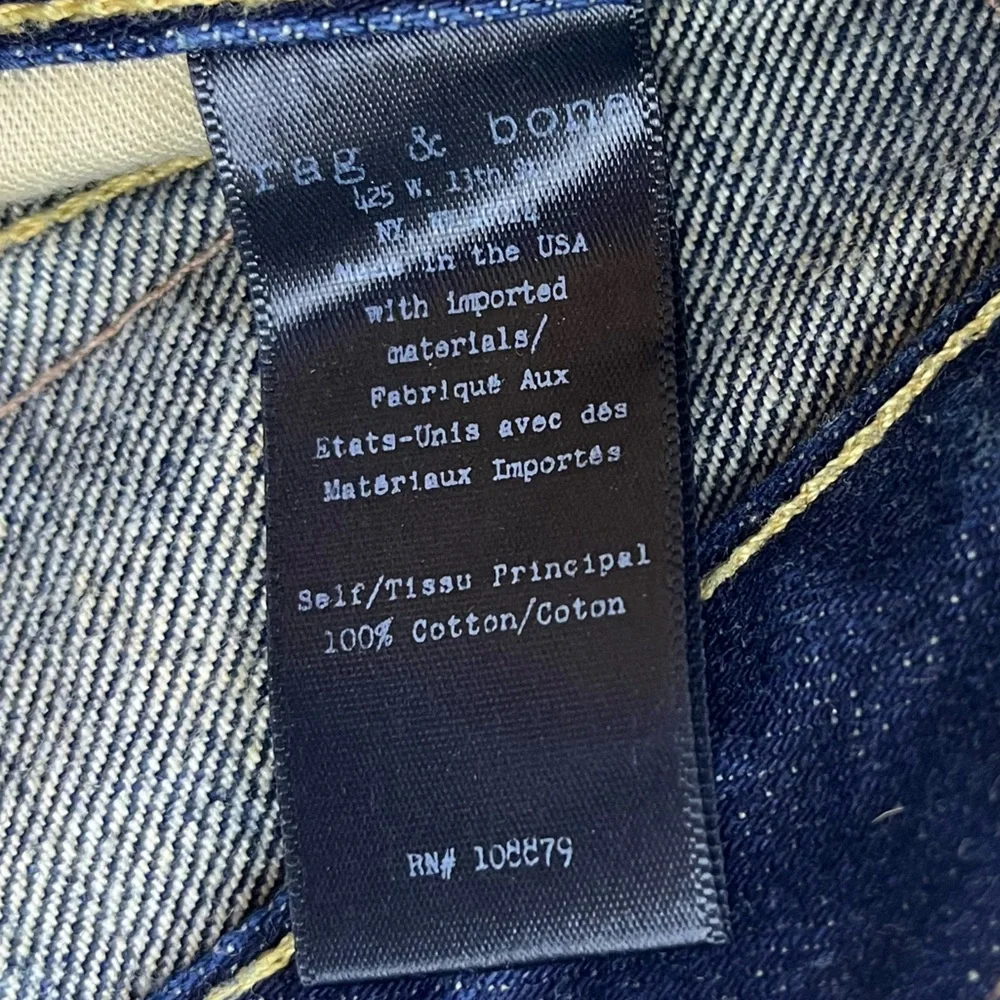 Rag & Bone Trompe L’Oeil Indigo Selvedge Cuff Grommet Jeans N248-6 - Picture 5 of 8